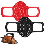 NbgrvB Silikon-Truthahn-Heber und Luftfritteusen-Einsatz, hitzebeständiger Ofenkorb, Transfer zum Braten, Backen, 58,5 x 31,5 cm, Rot