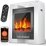 KESSER® LED Kamin mit Heizung elektrisch | Heizlüfter Elektrokamin mit Thermostat, Standkamin mit realistischem Feuer -/...