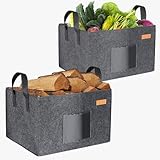 UEASE Holzkorb für Kaminholz Filztaschen Shopper 46x40x32cm Extra Dicker Kaminbesteck Filztasche für Brennholz, Holz, Zeitung oder...