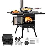 Mqwdxzfes Klappbarer Camping Holzofen, Zeltofen Outdoor-Küchenofen mit Schornstein, Camping Feuerstelle Terrassenofen, Tragbarer...
