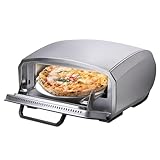 Unold 68916 Pizzaofen Enzo elektrisch rotierender Pizzastein 33cm ca. 500 °C 6 Programme für innen und außen inklusive Zubehör