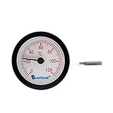 Lantelme Bimetall Heizungs-Zeigerthermometer – Präzise Temperaturmessung 0 bis +120 °C für Heizungsanlagen & Sanitärbedarf,...