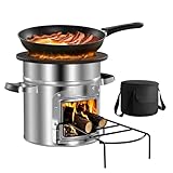 VEVOR Camping-Raketenofen, tragbarer Raketenofen mit Holzfeuerung und Tragetasche für Rucksackreisen, Edelstahl, Einzeltür, zum...