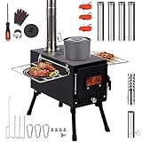 REDCAMP Camping Zelt Herd, Faltbarer Zelt Holz Brennofen, Tragbarer heißer Zelt Holzofen mit winddichtem Kamin für Outdoor Camping...