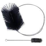 Chuanhylis 2 Stück Ofenrohrbürste Set，Stahldraht Rohrreinigungsbürste, Schornsteinbesen mit Schubstange und 31cm Rohrbürste für...