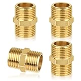 4 Stück Doppelnippel 1/2 Zoll,Messing Außengewinde(Ø 19mm),Doppelnippel Sechskant 1/2',Messing Gewindefitting Fittings für Heizung...
