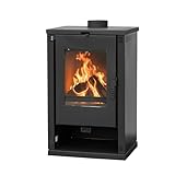ALAZ Mouse K9-MAX Kaminofen 9 kW – Schwarz | Holzofen mit Schamott-Brennkammer & großem Sichtfenster | Für Holzscheite bis 50 cm |...
