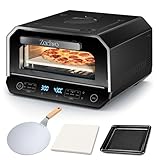 Pizzaofen Elektrisch 450°C – Neapolitanische Pizza in 90 Sek, Sichtfenster & Innenbeleuchtung, 6 Programme & & 6 Kochmodi,...