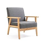 Mingone Sessel Cocktailsessel Gepolsterter Skandinavischer Stil Loungesessel Modern 1 Sitzer Sofa Massivholz für Wohnzimmer...