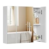 VASAGLE Spiegelschrank, Badezimmerschrank, Aufbewahrungsschrank mit 3 Türen, fürs Badezimmer, 15 x 60 x 55 cm, mit verstellbaren...