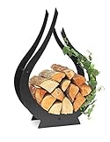 DanDiBo Kaminholzregal Innen Metall Schwarz Kaminholzständer Flamme 78 cm 190983 Holzkorb Kaminholzhalter Feuerholzregal Holzregal