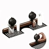 SINBINTA Walnuss Saugnapf Regal, Extra Breites Waschbeckenregal mit Ablauflöchern, Ohne Bohren Badezimmer Organizer, Bad Möbel...