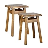 Metdrew Holzhocker | Sitzhöhe 45 cm, 29 x 29 cm | Für Küche & Essbereich | Quadratische Form | Eckiges Design | Rustikaler Look |...