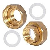 AIMEKE 2 Stück Pumpenverschraubung Set Messing Verschraubung DN 25 (1') × DN 40 (1 1/2') Fittings mit 2 Dichtungsring, Gewindefitting...