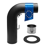 raik Rauchrohr Ofenrohr Set 150 mm einteilig schwarz 90 Grad Bogen gezogen 2 mm Stahl Senotherm Lackierung bis 600 Grad inklusive...