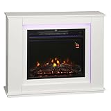 HOMCOM Elektrokamin mit Heizung, Elektrischer Kamin mit 12 Farbigen Flammeneffekten, 5 Helligkeitsstufen, 2000W Dekokamin mit 2...