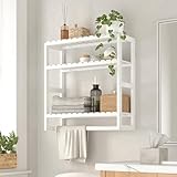 Bamworld Badezimmer Regal Bambus Regal 3-etagiges verstellbares Badregal über der Toilette mit Handtuchstange, platzsparendes...