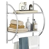 GIANTEX Badregal Hängend, Wandregal Badezimmer 45 x 25,5 x 55 cm, Hängeregal Bad mit 2 Ablagen & 2 Handtuchhalter, Hängestange...