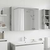 Nqyjm Badezimmerspiegelschrank mit Tür Beton Grau 100 x 14,5 x 70 cm Spiegelschrank Bad hängend, Badschrank, platzsparender...