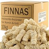 FINNAS 10 kg Holzwolle Premium Anzündwolle Anzünder Kaminanzünder 800 Stück Grillanzünder Öko Ofenanzünder aus Holz und Wachs...