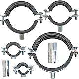 MegaHaustechnik 2-Schrauben-Rohrschellen aus Stahl verzinkt, Set 10 Stück mit Stockschrauben und Dübel, Spannbereich 15 bis 19mm...