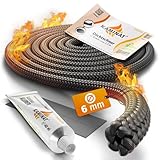 KAMINAT Ofen Dichtschnur - 2,5m Dichtschnur für Kaminofen - Feuerfestes Kamin Dichtband & Ofenrohr Dichtung - Hochwertige Kamin...