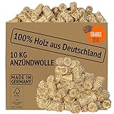ORANGE DEAL Anzünder Holzwolle Öko 10kg (ca. 760 Stück) Anzündwolle Feueranzünder Grillanzünder Kaminanzünder für Ofen Kamin...