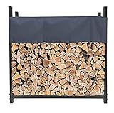 QUICK STAR Kaminholzregal Außen 113 x 25 x 115 cm Anthrazit, Garten Metall Kaminholzunterstand 0,5 m³ (0,8 SRM), Wetterfeste...