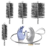 5 Stück Ofenrohrbürste Set, 30/50/80/150 mm Kaminbürste mit 1m Schubstange, Kaminbürste, Heizkesselbürste, Kaminrohr...