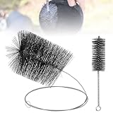 2 Stück Ofenrohrbürste Set: Ofenbürste Kaminbürste ø 150 mm/180 mm Länge 170 mm, Kaminbesen Mit Flexstange, Ofenrohrbürste...