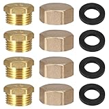 8 Stück Blindstopfen 3/4 Zoll Verschlusskappe Messing Kappe mit Dichtung Gummi, Innengewinde Endkappe Eckventil Kappe Blindstopfen...