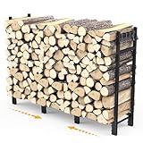 FRONDENT Verstellbare Kaminholzregal Metall,114x25x80cm- Für Aussen & Innen, Bis 500kg Holz,Stabiles Offener Holzlager,Garden...