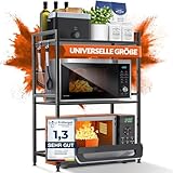 Heldenwunder Mikrowellenregal Küchenregal stehend Stahl (3-stufig) | Mikrowellen Regal Mikrowellenschrank | Vorratsregal Bäckerregal...