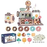 Donut Spielzeug Süßwarenladen Realistischer funktionaler Donut Ofen mit Licht und Sound Tragekorb Süßwarenladen Spielzeug 34pcs...