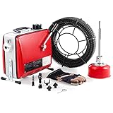 ZELCAN Elektrische Rohrreinigungsmaschine mit 16mm 20M + Ø10mm 5M Spiralen Kanalreinigungsmaschine 400W...