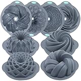 Tongjude 4 Stück Silikon Riffelkuchenformen, 10/12 Tassen Rohr Backform, Antihaft-Küche Ofen Backformen, Silikonformen für...