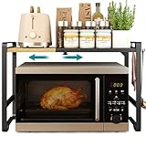 SONGMICS Erweiterbares Mikrowellen Regal, Mikrowellenständer, 41,5-64 cm verstellbare Breite, Küchenregal für Arbeitsplatte, Stahl...