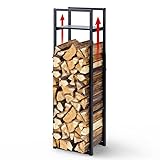VOUNOT Verstellbare Kaminholzregal Metall, 3 Größen Einstellbar, Brennholzregal Feuerholzregal mit integrierter Ablage, für Innen...