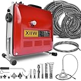 Rohrreinigungsmaschine 850W mit 21m Ø22mm,14.5m Ø16mm, 5m Ø10mm Spirale für Ø20-200mm Rohrleitungen, 12 Köpfe,...