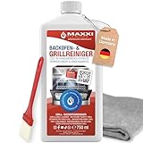 MAXXI CLEAN| Backofen,- und Grillreiniger Kombiset | 1x 750 ml Gel, 1x Pinsel und 1x Microfasertuch | selbstarbeitender Reiniger und...