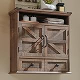 AetherWood Badezimmer-Wandschrank, Landhausstil, 24 Zoll breit, mit Schublade, verstellbarem Regal, doppelten Flügeltüren,...