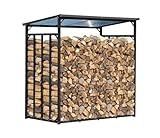 QUICK STAR Metall Kaminholzregal Außen 185 x 100 x 185 cm, Basic - 30 mm Stahlprofil, Anthrazit, Wetterfest, Kapazität 3,5 m³ (5...
