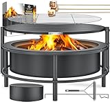 KESSER® Feuerschale mit Grillrost Ø65cm Feuerkorb 0,6mm Kaltveredelter Stahl | Mobile Feuertonne mit Reifen | Holz & Kohle...