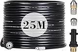 25M Rohrreinigungsset, 180Bar Rohrreinigungsschlauch mit Düsen Starr + Rotierend, Adapter Kompatible für Hochdruckreiniger Kärcher...