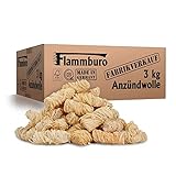 FLAMMBURO (3kg = ca. 240 Stück) Anzündwolle für Kamin, Ofen und Grill – Ökologischer Holzanzünder, Kaminanzünder,...