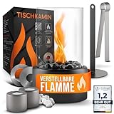 flammtal - Tischkamin [4h Brenndauer] - Tischfeuer für Indoor & Outdoor - Mit Verstellbarer Flamme - Bio Ethanol Kamin mit Zwei...