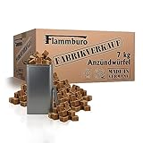 FLAMMBURO (7 kg) Öko Anzündwürfel vom Deutschen Hersteller + Vorratsdose, Grillanzünder, Kaminanzünder, Ofenanzünder,...