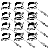 12 Rohrschellen 50mm & 12 Stockschrauben & 12 Dübel, Schraubrohrschellen mit Gummieinlage, Rohrhalterung Rohrbefestigung Wand Boden...
