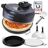 Sommertal PizzaProfi XXL Pizzaofen mit 39cm Steinplatte – Pizza Ofen elektrisch, schnelle 3-Minuten Pizza, bis 380°C – 5-teiliges...