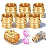 7 Stück Doppelnippel 3/4 Zoll, Schlauchanschluss Messing Gewindefitting Fittings Doppelnippel mit Sechskant Doppelnippels mit 2...
